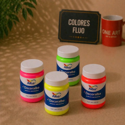 Acrilico Decorativo Alba 200ml Colores Fluo x4