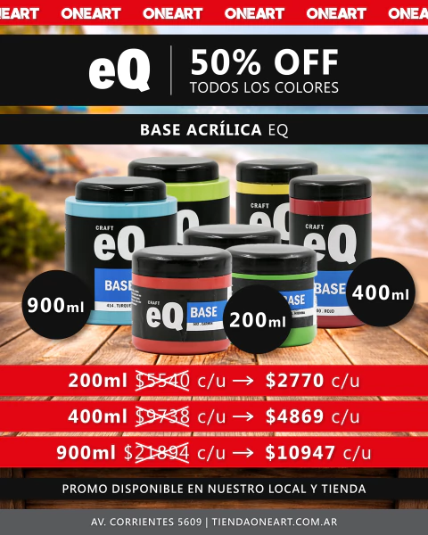 Base Acrilica Eq Arte 900cc Colores Disponibles X1