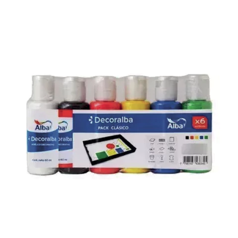 Set Arte Acrilicos Alba 60ml X 6 Colores Primarios Decoralba