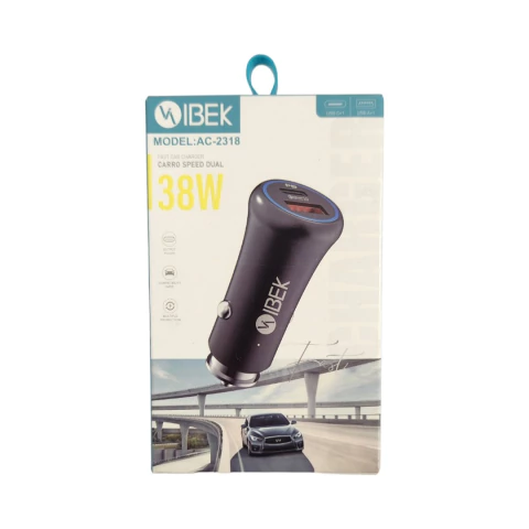 CARGADOR IBEK 12V 2 USB A + USB C 38W CARGA RAPIDA AC-2318