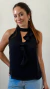 Regata Crepe com Babado Preta - Aliá Brand