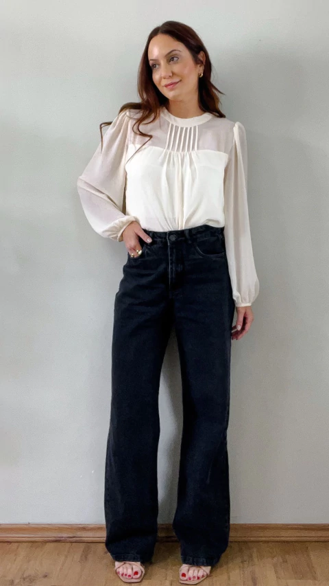 Calça Jeans Wide Vintage Grafite - comprar online