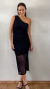 Vestido Tule Midi Um Ombro Preto na internet