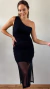 Vestido Tule Midi Um Ombro Preto - comprar online