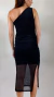 Vestido Tule Midi Um Ombro Preto - loja online