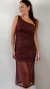 Vestido Tule Midi Um Ombro Marrom - loja online