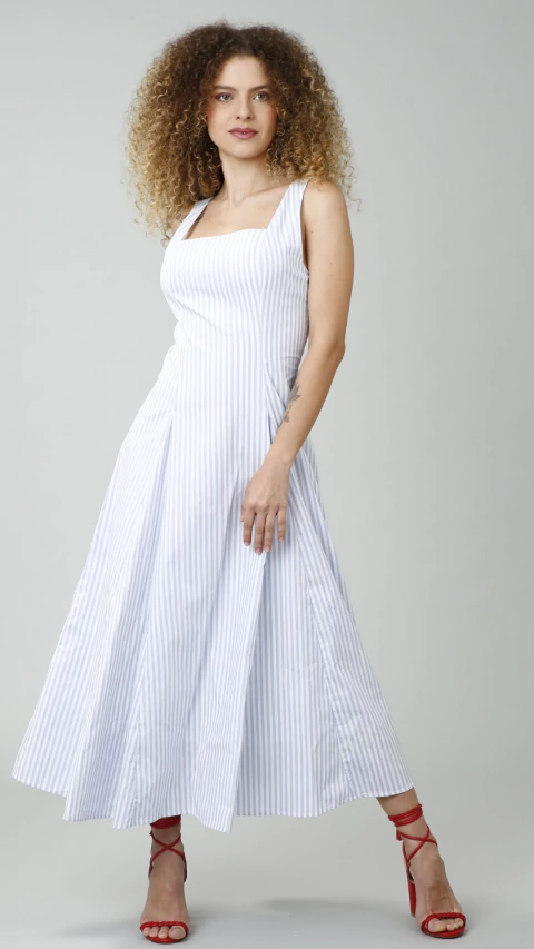 Vestido Midi Listras Tricoline - buy online