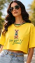 T-shirt Cropped Brasil Cachorro Caramelo Amarela