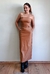Vestido Midi Couro Sintético Marrom