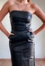Vestido Midi Couro Sintético Preto na internet