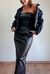 Vestido Midi Couro Sintético Preto