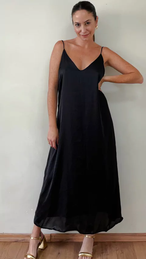 Vestido Ipanema Cetim Preto