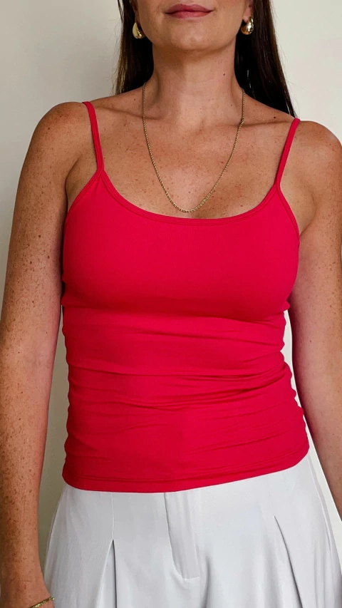 Regata Suplex Básica Alça Fina Vermelha - comprar online