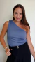 Blusa 1 Ombro Canelada Bianca Azul Denim - online store