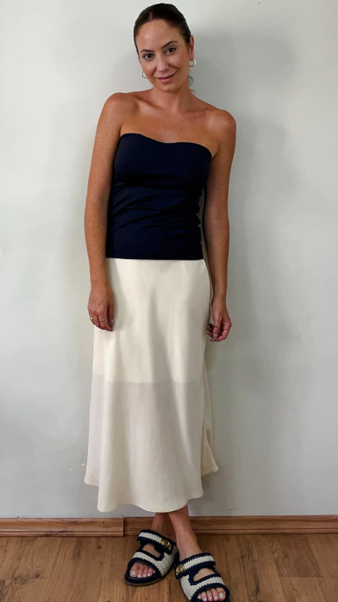 Saia Midi Crepe Serena Bege - buy online