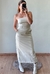 Vestido Midi Couro Sintético Off White - comprar online