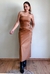 Vestido Midi Couro Sintético Marrom - loja online
