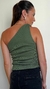 Blusa 1 Ombro Canelada Bianca Verde Militar