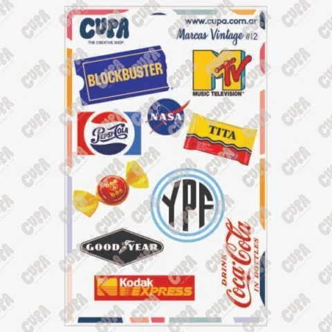 Laminas Stickers transferibles UV Marcas Vintage 12