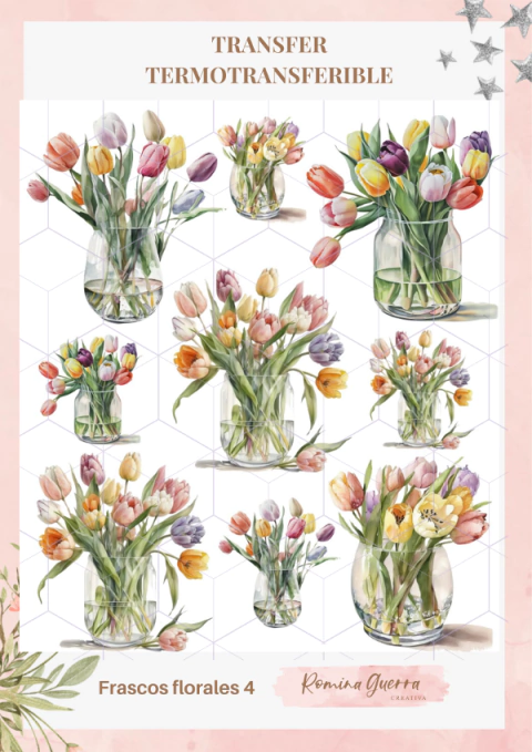 Transfer termotransferible - Frascos florales 4