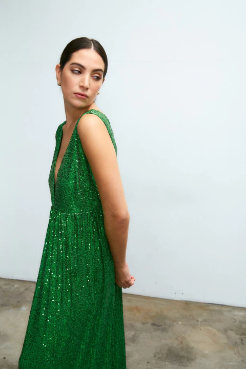 VESTIDO LUPE SHINE VERDE - comprar online