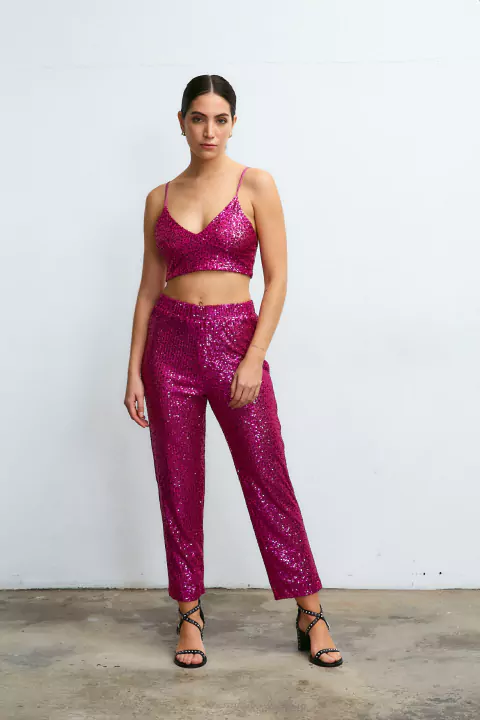 PANTALON SHINE FUCSIA - comprar online