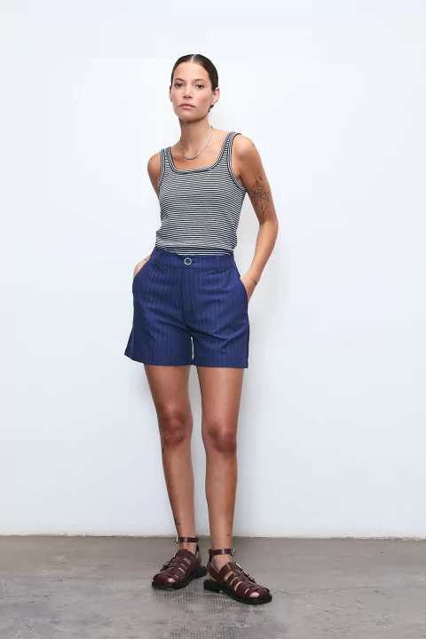 SHORT POLLY AZUL RAYADO - comprar online
