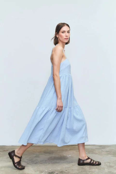 VESTIDO SERENA CELESTE VICHY - comprar online