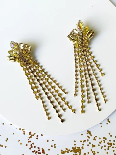 Aros dorados flecos de strass MILLIE - comprar online