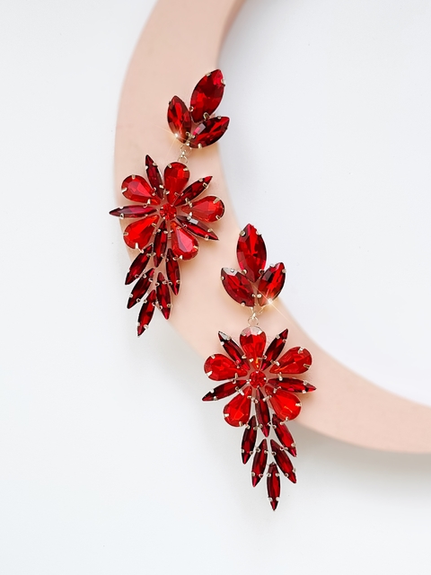 Aros colorados de piedras cristal MELODY - comprar online