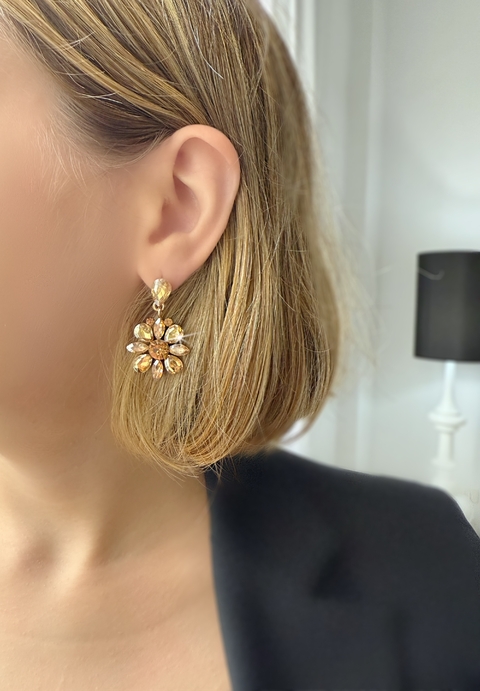 Aros dorados con piedras cristal AGNES - comprar online