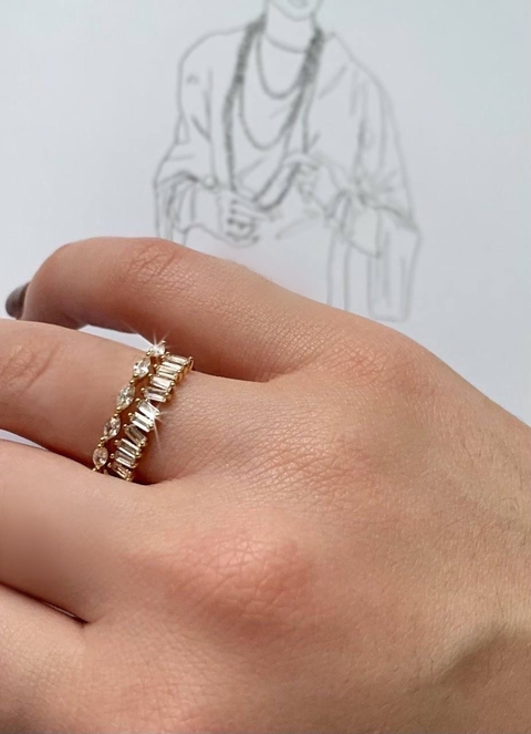 Anillo dorado de zirconia CLAIRE