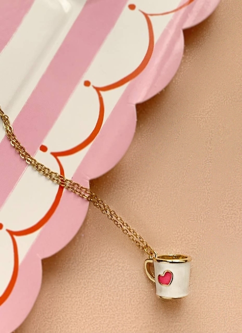 Collar dorado con dije de taza KATHY
