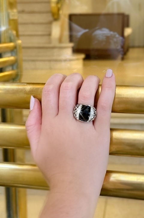 Anillo de azabache y strass ELIZABETH - comprar online
