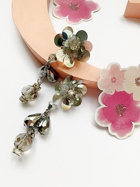 Aros plateados de cristales DAPHNE