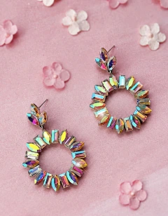 Aros de piedras tornasol LULU - comprar online