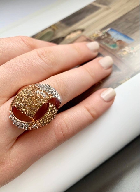 Anillo dorado de strass ADELE