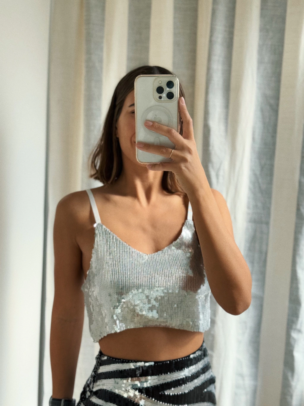 Top Bright lentejuelas plateado