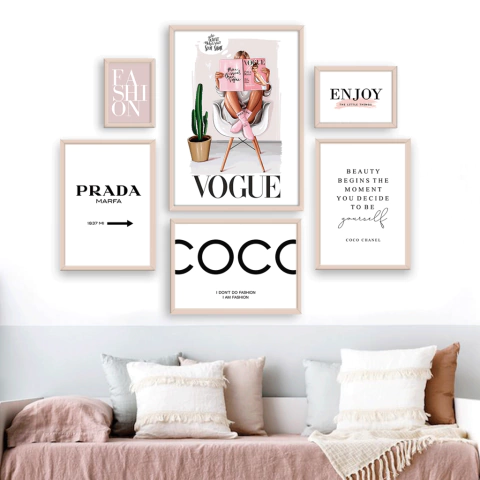 SET DE 6 CUADROS PINK FASHION