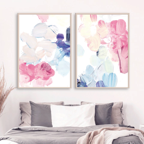 SET DE 2 CUADROS ABSTRACTOS PASTELES - comprar online