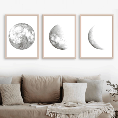 SET DE 3 CUADROS LUNA EN MOVIMIENTO - comprar online