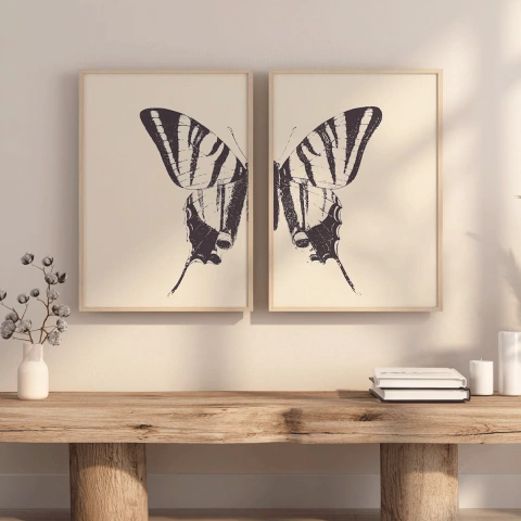 SET DE 2 CUADROS MARIPOSAS BOHO