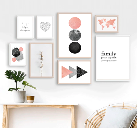 SET DE 8 CUADROS ROSÉ LIFE