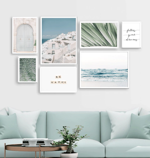 SET DE 7 CUADROS SANTORINI MOOD