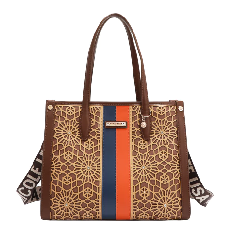 Cartera Geometric Laser Cut Choco Nicole Lee - comprar online