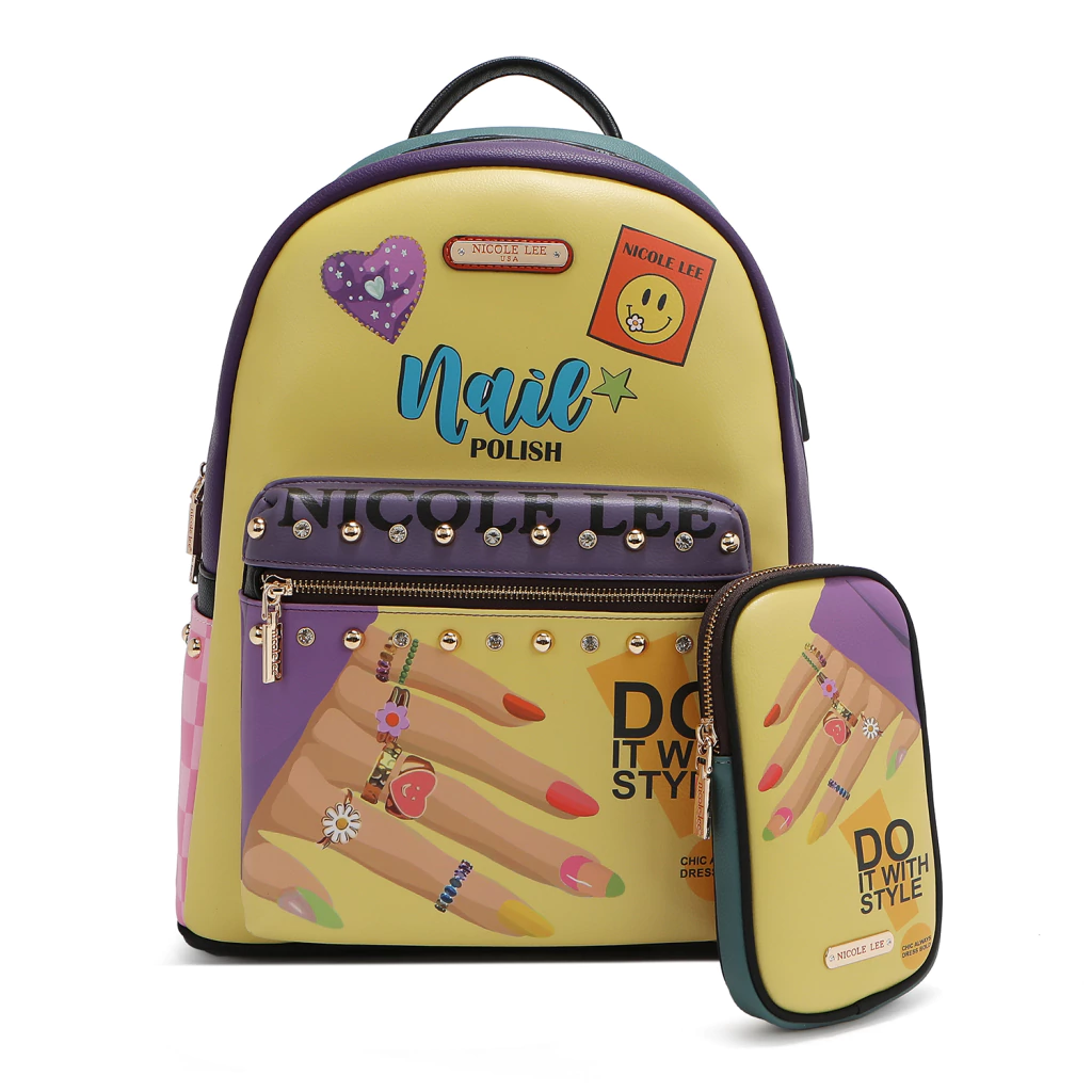 Mochila con Porta Celular Nail Polish Nicole Lee