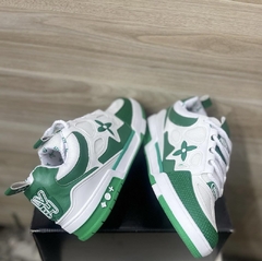 Lançamento Tênis Masculino LV Skate Branco Verde na internet