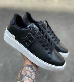 Tênis Masculino Balmain Preto Branco Liso