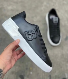 Tênis Masculino Balmain Preto Branco Liso - comprar online