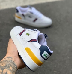 Tênis Masculino Lacoste T Clip Branco Amarelo na internet